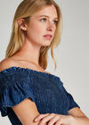 Blue Bardot Denim Look Dress, Blue, large