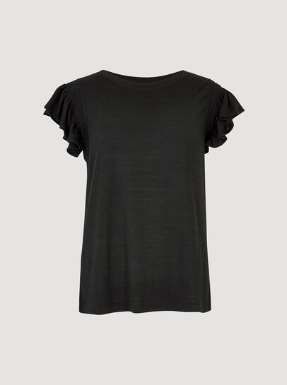 Soft Slub Ruffle Sleeve T-Shirt