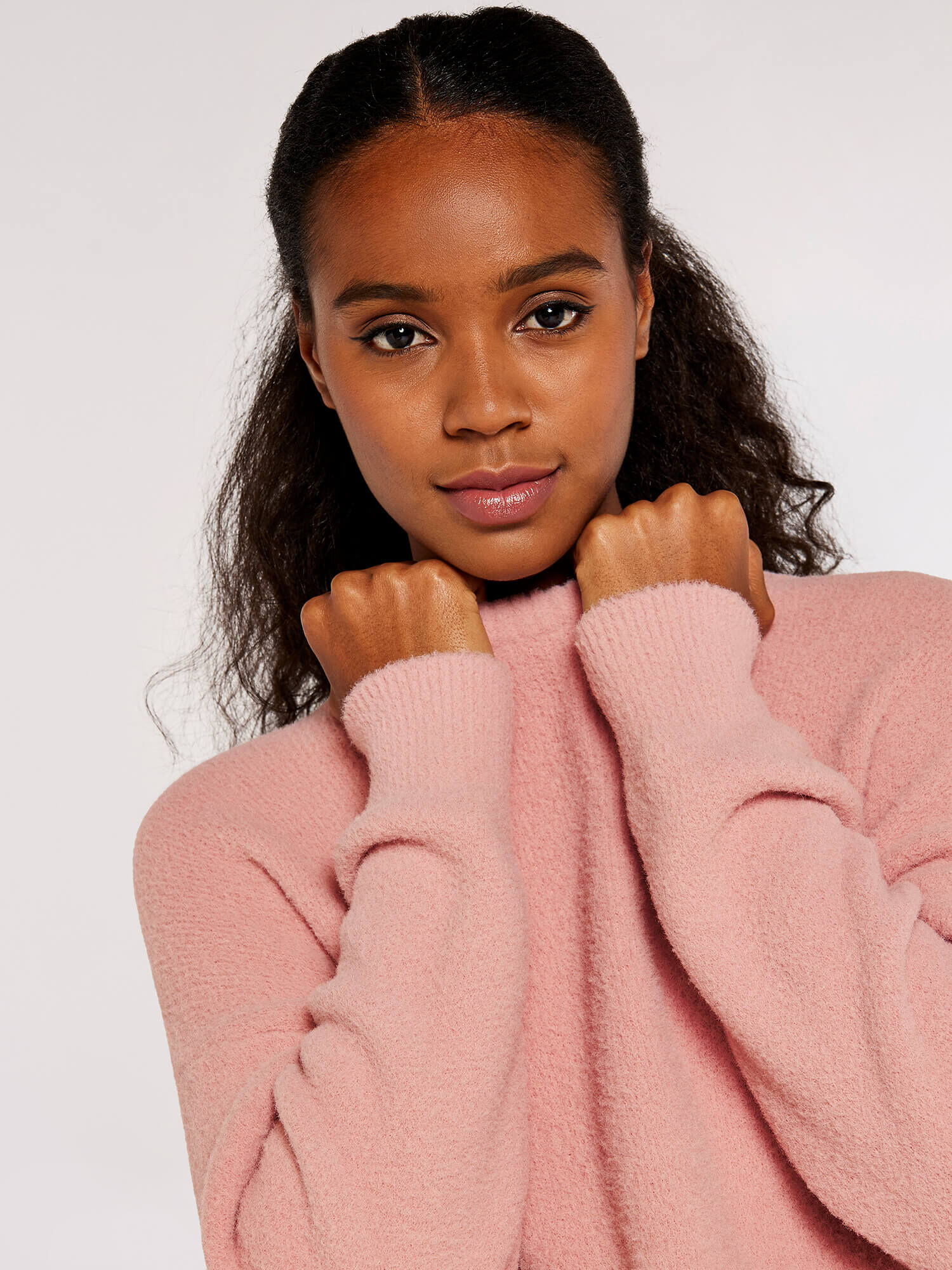 Fuzzy Crop Jumper Apricot Clothing