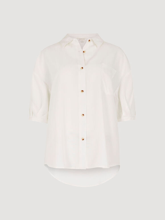 Oversized Slub Shirt, Cream, large