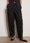 Pinstripe Wide-Leg Balloon Trousers, Dark Grey/Charcoal, large