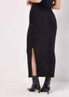 Jersey Ruched Midi Skirt, Black, large