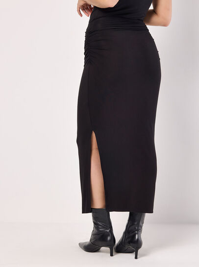Jersey Ruched Midi Skirt