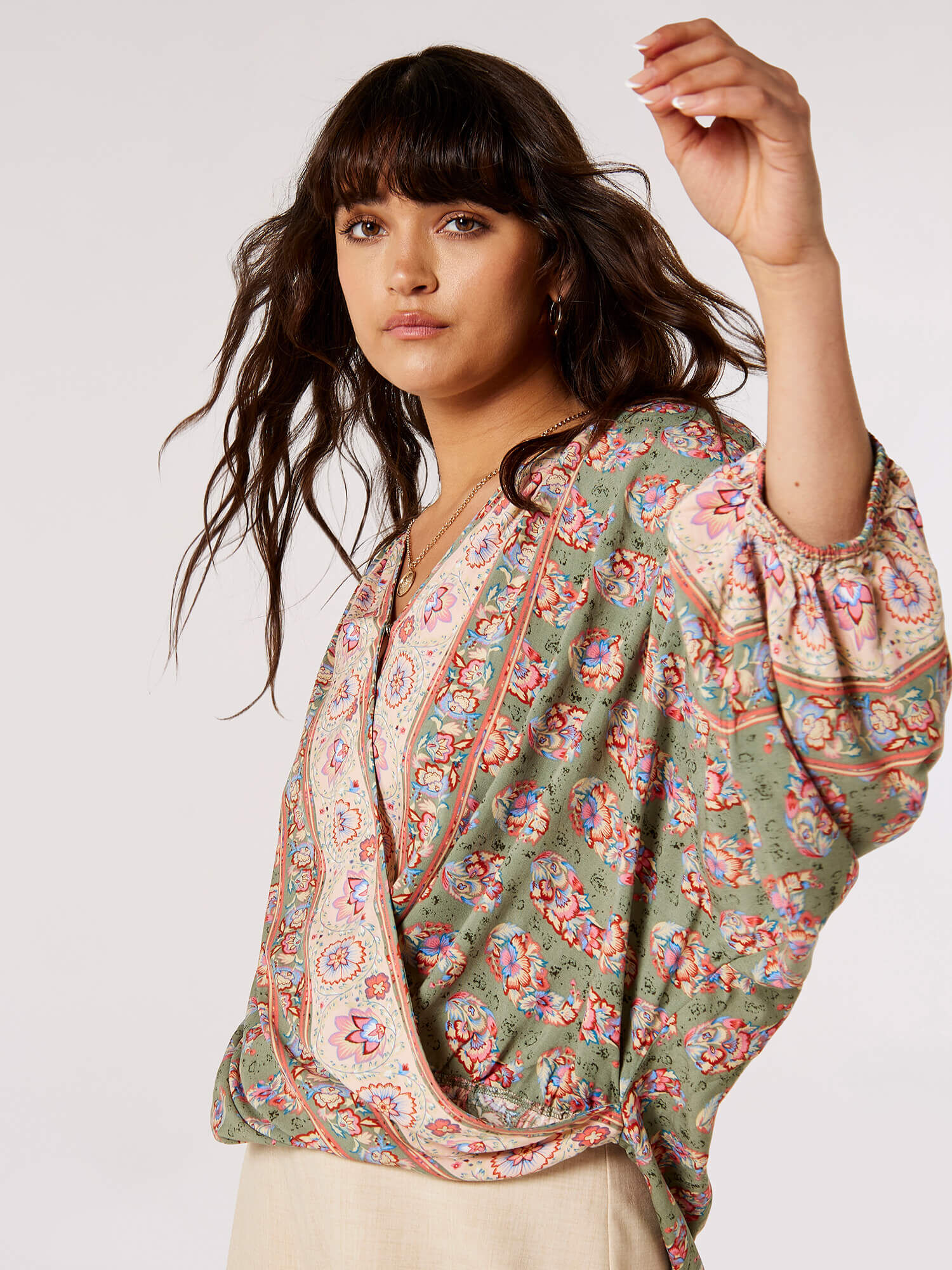 Floral wrap shirt outlet