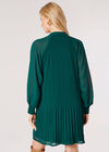Plisse Chiffon Mini Dress, Green, large