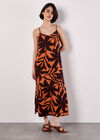 Floral Silhouette Cami Midi Dress, Orange, large