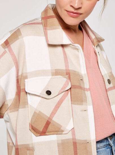 Check Button Down Shacket