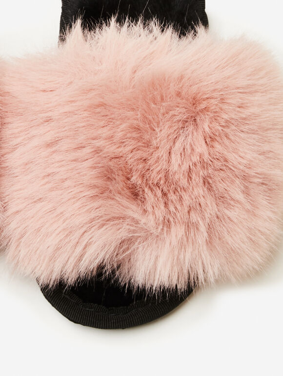 Cosy Faux Fur Luxe Slippers, Pink, large