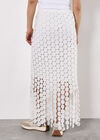 Guipure Circle Lace Fringe Maxi Skirt, Cream, large