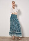 Batik Print Smocked Maxi Skirt, Blue, large