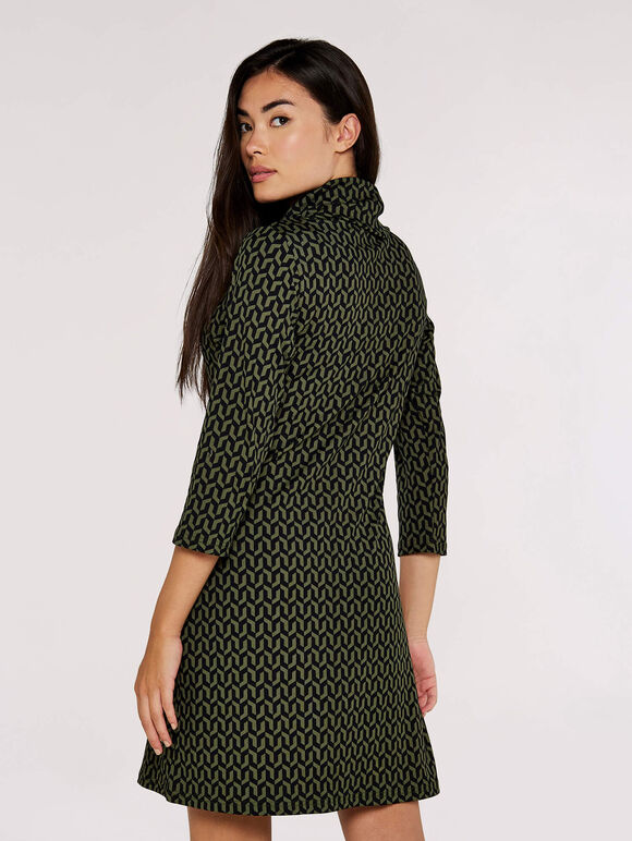Cowl Neck Mini Dress, Green, large
