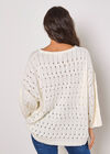 Pointelle Knit Bell Sleeve Jumper, White, large