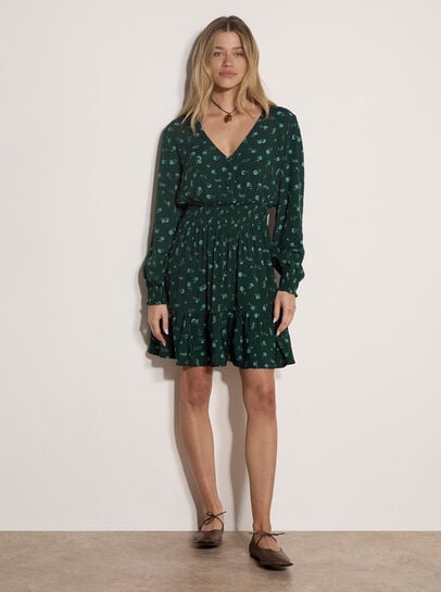 Vintage Floral Crepe Mini Dress