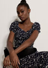 Floral Embroidered Tiered Midi Dress, Navy, large