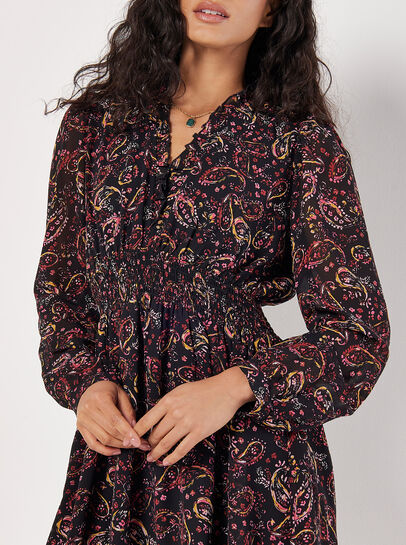 Paisley Ruffle Mini Dress 
