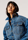 Boxy Fit Denim Trucker Jacket, Blue, large