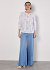 Embroidered Floral Blouse, Blue, large