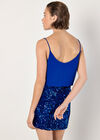 Chiffon Sequin Cami Mini Dress, Blue, large