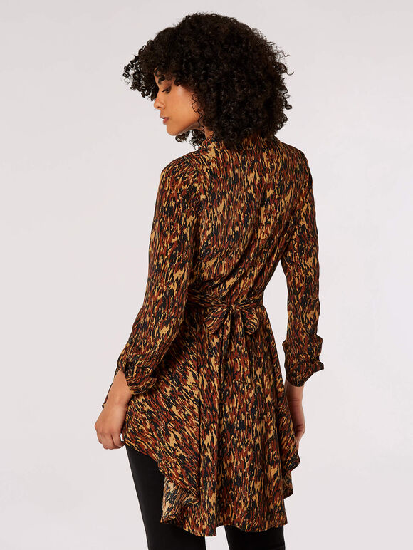 Textured Print Hanky Hem Mini Dress, Rust, large
