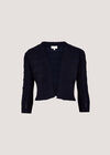 Pointelle Chevron Knit Shrug, Navy, large