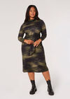 Texture Print Jersey Midi Dress, Khaki, large