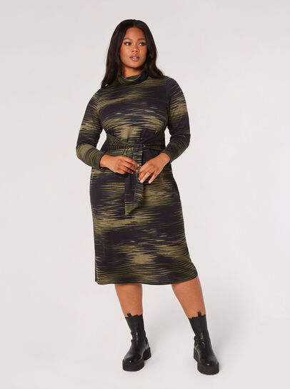 Texture Print Jersey Midi Dress