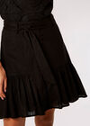 Linen Blend Button-Down Mini Skirt, Black, large