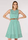 Striped Woven Mini Dress, Green, large