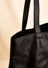 Leather Tote Bag, Black, large