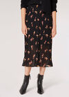 Floral Midi Skirt, Black, large