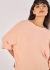 Soft-Touch Batwing Waffle Knit Top, Peach, large