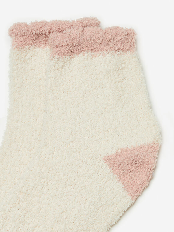 Soft Colourblock Trim Cosy Socks, Cream, large
