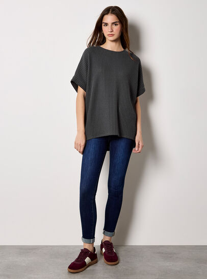 Waffle Knit Batwing Top