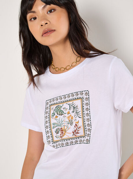 Tropical Placement Print T-Shirt