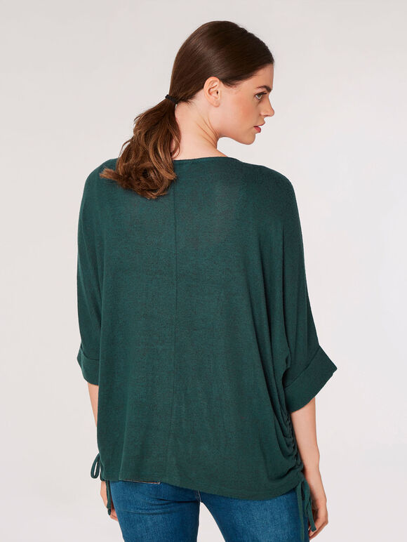 Soft Touch Drawstring Knit Top, Green, large
