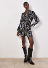 Tie Dye Stripe Shirt Mini Dress, Grey, large
