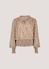 Ikat Swirl Shimmer Chiffon Top, Stone, large