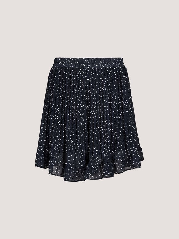 Spot Chiffon Plisse Mini Shorts, Navy, large