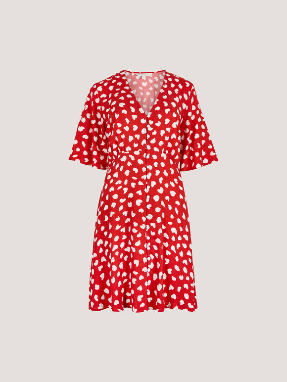 Painterly Hearts Mini Dress, Red, large
