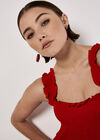 Smock Tiered Midi Dress, Red, large