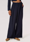 Pleat Detail Soft Tailored Trousers, Navy, large
