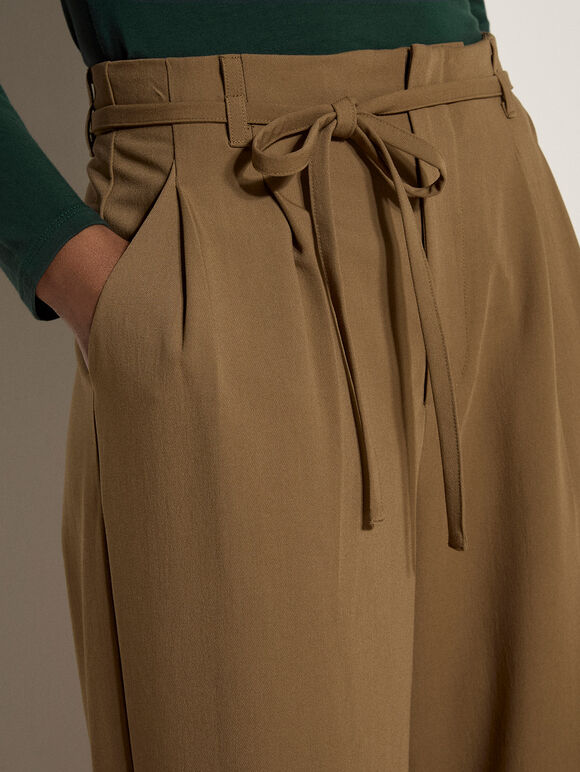 Pleat Detail Tailored Trousers, Stone, large