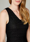 Chevron V-Neck Skater Dress, Black, large