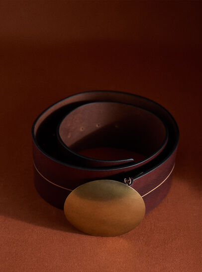 90s Style Brass BuckLeather Belt