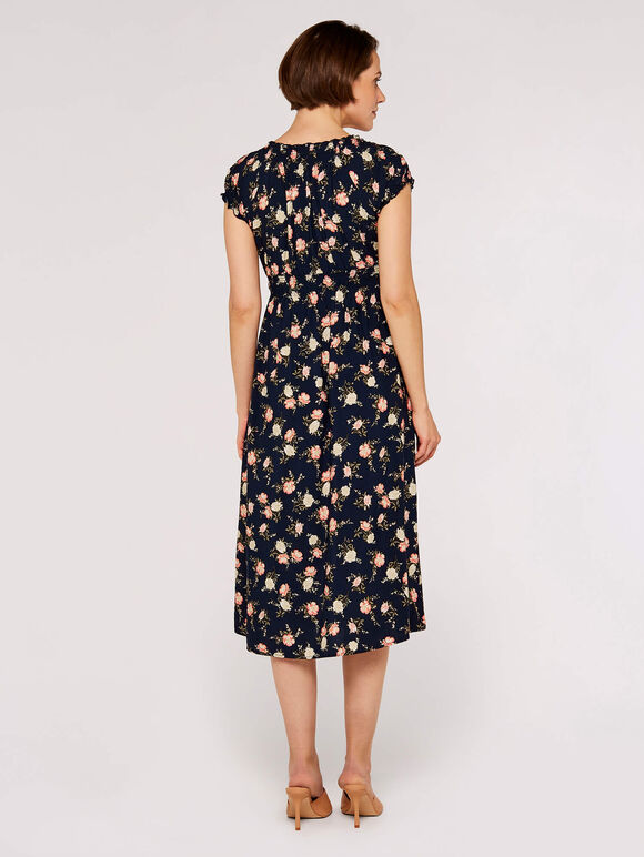 Vintage Rose Midi Dress, Navy, large