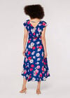 Floral Wrap Midi Dress, Blue, large