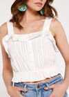 Stripe Ruffle Cotton Top, Cream, large