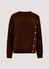 Asymmetric Button Jumper, Brown, large