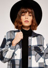 Check Button Down Shacket, Navy, large