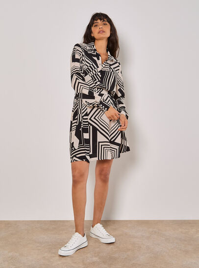 Geo Squares Shirt Mini Dress
